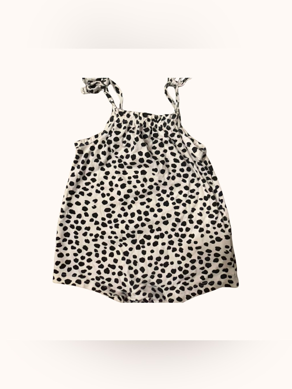 Old Navy Black & White Dalmatian-Print Tie-Shoulder Tank